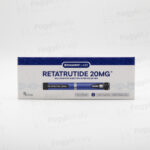 Retatrutide 20mg Bioamino Labs termékdoboz elölnézetből, előretöltött injekciós toll jelöléssel.