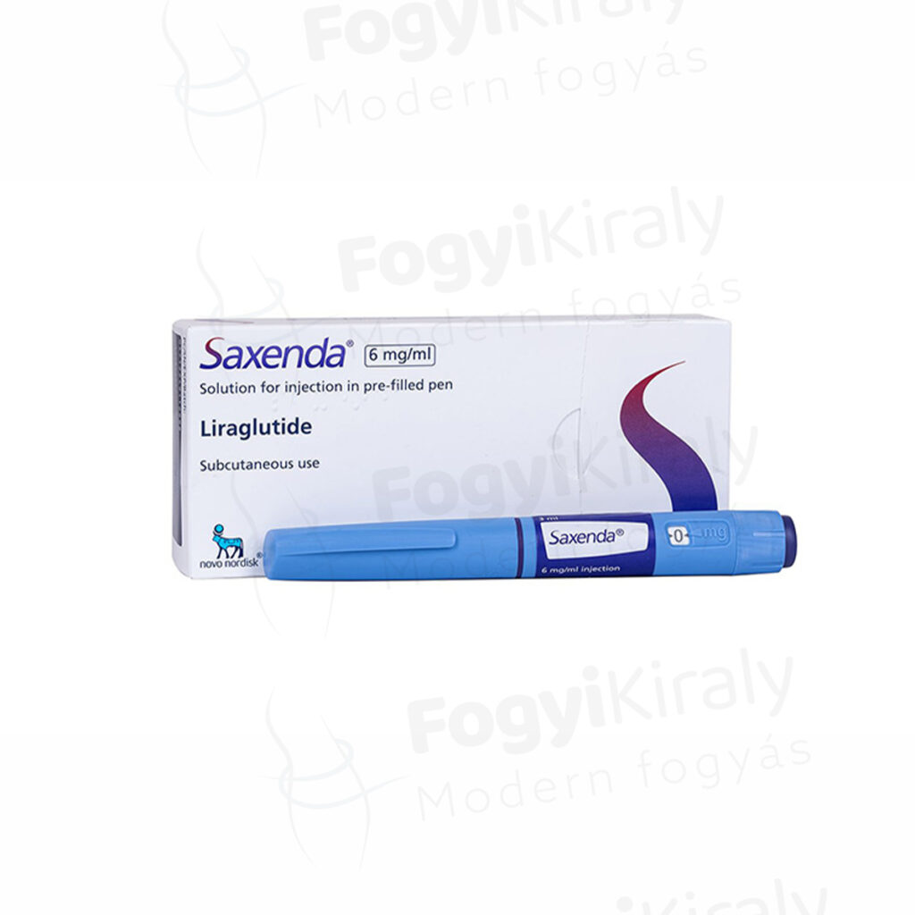 Saxenda 6 mg előretöltött injekciós toll és doboz liraglutide hatóanyaggal, testsúlykezeléshez kapcsolódó készítményként.